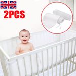 Breathable Mesh Liner For Cot Beds 2 PCS baby Crib surrounds 3D Mesh Lining UK