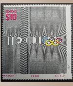 SM4)Mexico 1968 Olympics Postage Stamp  Black Multicolor Mint Never Hinged
