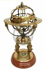 18" Nautical Brass Sphere Engraved Armillary Antique Vintage Astrolabe Compass