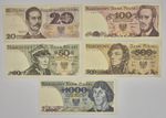 Poland banknotes set lot 20 50 100 500 1000  zlotych 1982 1988 XF Extremely Fine