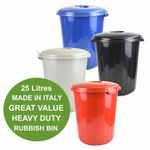 25L Garden Waste Rubbish Dust Bin with Locking Lid Colour Black Blue Red 