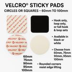 VELCRO® Sticky Pads 60–100mm – Circles or Squares  Hook & Loop – Black or White