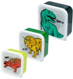 Kids Dinosaur Lunch Box Set of 3 Stackable BPA Free Snack Storage Boxes