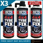 3 x LARGE TYRE QUICK FIX CAR EMERGENCY FLAT PUNCTURE 4x4 FOAM REPAIR KIT 450ML