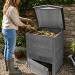 Wooden Beehive Compost Bin 288L  with Lid & Access Hatch Grey