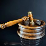 Antique Wooden Walnut Breaker with Ribbed Circular Holder & Brass-Mounted Gavel