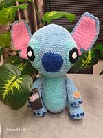 Handmade Crochet Stitch Plush Soft Toy, Blue & Pink, Medium 35-60cm