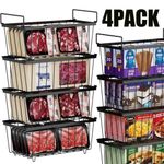 4Pcs Stackable Chest Freezer Baskets Fold-down Handles for 198L Freezer & Pantry