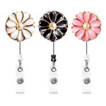 Flower Badge Holder With Scroll-Type Storage 3d Flower Retractable Pull Cord