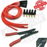 AccuSpark RED 8mm High Performance Silicone HT Leads 4 Cyl & Metal Crimping Tool