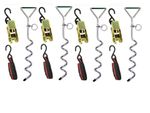 4 x 15ft RATCHET RATCHETING TIE DOWN STRAPS + ANCHORS CARS BOATS AWNINGS