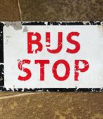 Original Vintage Double Sided Aluminium Bus Stop Sign