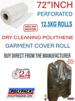 72" Drop, 100G Polythene Garment Covers Bag Roll, 12.5KG JUMBO- APPROX 210 BAGS