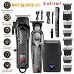 Cordless Electric Hair Clippers and Trimmer Kit for Men Barber Clipper Combo Set