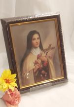 Saint Therese Of Lisieux Wooden Framed Picture 8x10" New