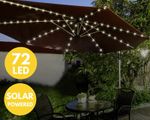 72 LED Solar Parasol Lights – Garden Patio Table Umbrella Fairy Light – Outdoor