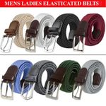 Enzo Stretch Belts Mens Womens Elasticated Woven Braided Belt with Metal Buckle