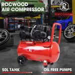 Air Compressor RocwooD Electric 50L Litre 2HP 1500w Silent Oil Free 8bar 116psi