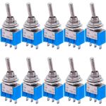 10 Pack SPDT Mini Toggle Switch 3 Pin ON ON 6A 125V MTS-102 Panel Mount