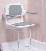 AKW 2000 Series Fold-Up Shower Seat, Adjustable Wall Mounted, Padded - Blue/Grey