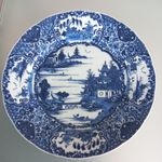  Late C18th Chinese Export Qianlong Blue & White Landscape Ceramic 31cm Charger