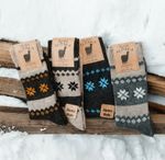Alpaca Wool Socks 4 Pairs Natural Thermal Winter Socks  Mens Women's Grey Brown