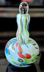 Vintage Mtarfa Malta Hand-Blown Art Glass Perfume Bottle – Signed – 11.5cm