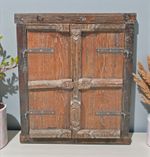 Antique Wooden Wall Decow Window Panel Frame Original Old Carved Metal Fitted