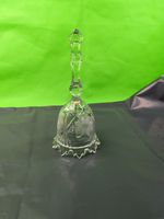 Vintage Lead Crystal Dinner Bell with Etched Rose Design, 9" Tall