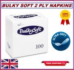 BULKY SOFT 2 PLY 33cm x 33cm WHITE NAPKINS PREMIUM QUALITY FOR CATERING PARTIES