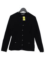 KARL LAGERFELD Women's Cardigan S Black Rayon with Nylon Round Neck Cardigan
