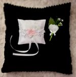 Wedding Ring Pillow -Taffeta -Ring Cushion 6 x 5.5'' + Button Hole -Free UK Post