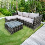 Rattan Garden Furniture Corner L-Shaped Sofa Set Seater Patio Chair Table Lounge