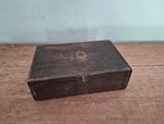 Small Wooden Vintage Box With Hinged Lid Etched 19