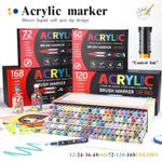 12-168 Color Acrylic Paint Marker Pens Brush Tip for Rock Wood Canvas DIY