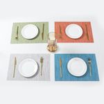 Table Mats Set of 6 Woven Vinyl Place Mats Table Placemats Washable Non-slip