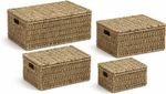 Seagrass Storage Boxes with Lids, Woven Shelf Baskets & Hamper Organisers