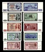 2x 5, 10, 20, 50, 100 DDR Mark Issue 1964 - Reproduction