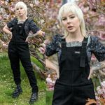 Run and Fly Black Stretch Denim Dungarees 3XS-3XL Unisex Overalls