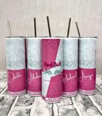 Red Bull Pink Glitter Stainless Steel 20oz Tumbler Lid Straw Energy