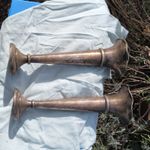 Pair of Vintage Silver Plated Trumpet Bud Vases Fluted Rim Weighted Base
