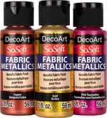 DecoArt SoSoft Acrylic FABRIC PAINT 59ml 2oz Glitter + Metallic fabric paints