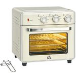 HOMCOM 20L Mini Oven with Adjustable Temperature, 60 Min Time 1400W, Cream