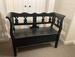 Hallway Wooden Storage Bench Settle Seat - Farrow & Ball Pitch Black