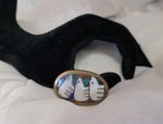 Turza Wells Andrew Shows Polar Bear Ring MOP & Gemstone Inlay Brass Adjusts 7-9