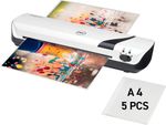 GBC Inspire+ A4 Laminator Machine (White), Hot & Cold, With 5 Laminator Pouches