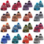 Unisex Adult Football USA Cuffed Knit Hat Fleece lined With Pom 25L