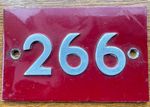 British Red Enamel Route Number Plate Raised Silver Numerals Vintage Collectable