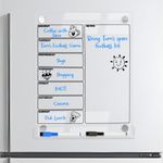 Acrylic Magnetic Fridge Planner with Pen Holder, Clear Weekly Meal Planner Board