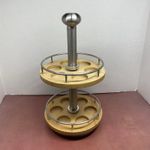 Williams Sonoma Carousel Spice Rack Two Tier Revolving Wood Chrome NO Jars